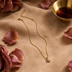 Chain 18K Gold-Plated Minimal Chain with Plain Gold Teardrop Charm - House of Viya