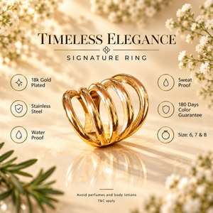 Anti tranish Gold plated Monarch Layered coil link Ring for adults - 1PC