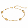 Gold Plated Oval Rice Bead Dual Strand Delicate Chain Bracelet with Lobster Clasp