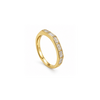 Rings Dual-Tone Polished White Stone Wide-Band Ring
