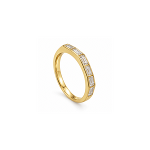 Rings Dual-Tone Polished White Stone Wide-Band Ring