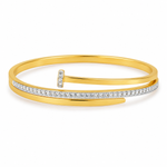 Kadas Gold-Tone Stone-Studded Kada with Textured Band for Women