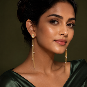 Earrings Gold-Tone Diagonal Bar Linear Stone Earrings - House of Viya