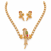 Gold Plated CZ Single Parrot Pendant Necklace Set with Earrings