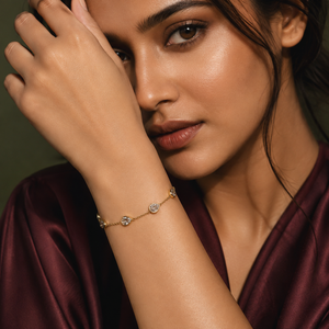 Gold Plated White Teardrop Stone Bezel Station Chain Bracelet with Lobster Clasp