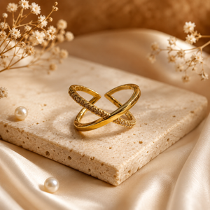 Ring Gold-Tone Adjustable Stainless Steel Infinity Stone Contemporary Design