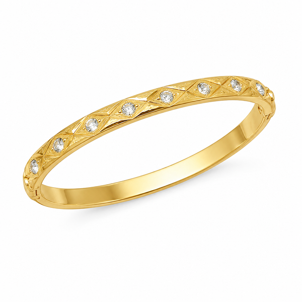 Kadas Gold-Tone Stone-Studded Engraved Pattern Slim Kada for Women - House of Viya