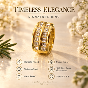 Rings Dual-Tone Polished White Stone Minimalist Ring