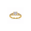Rings Dual-Tone Polished White Stone Spiral Ring