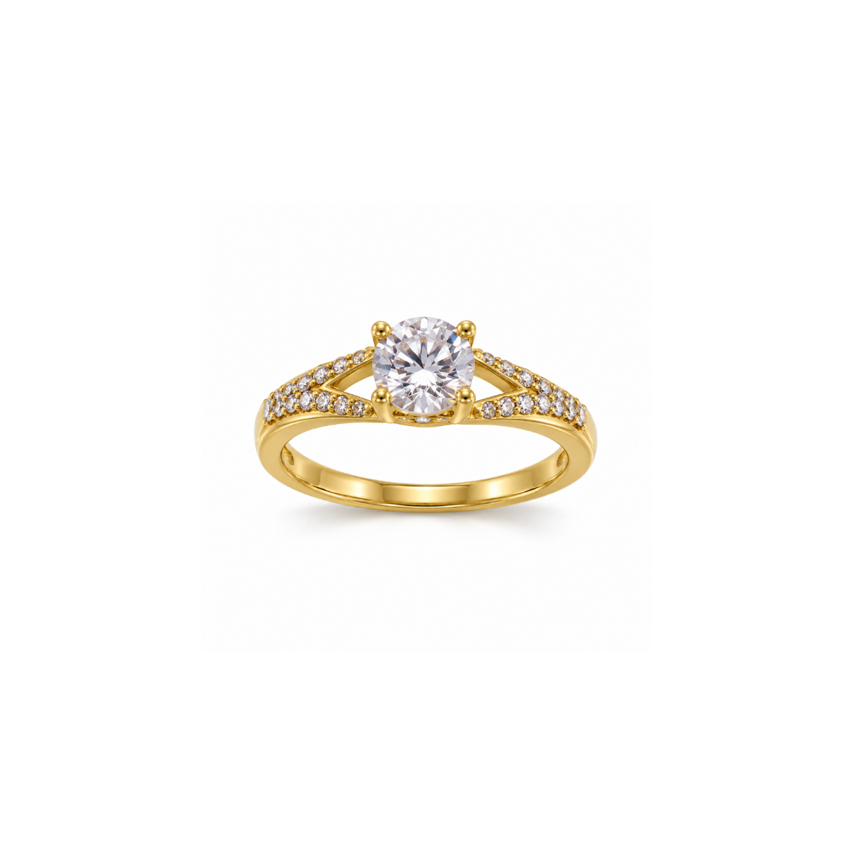 Rings Dual-Tone Polished White Stone Spiral Ring