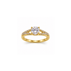 Rings Dual-Tone Polished White Stone Spiral Ring