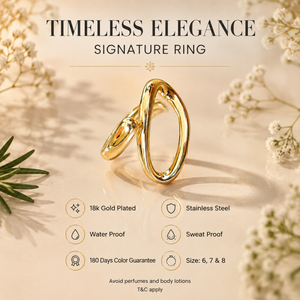 Anti tranish Gold plated Oval Loop Rings for adults - 1PC