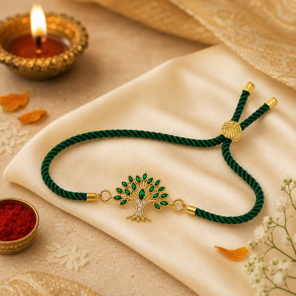 Rakhi Stone-Studded Tree Motif Floral Design Rakhi