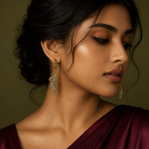 Earrings Gold-Tone Jade Stone Geometric Drop Earrings