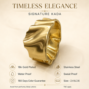 Kadas Gold-Tone Brushed Broad Kada
