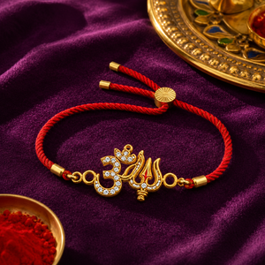 Rakhi Stone-Studded Om Trishul Motif Religious Rakhi