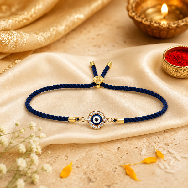 Rakhi Stone-Studded Nazar Evil Eye Motif Design Rakhi