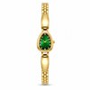 Watches Gold-Tone Pear Shape Dial Green Stone Bracelet Watch for Women