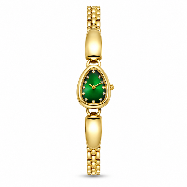 Watches Gold-Tone Pear Shape Dial Green Stone Bracelet Watch for Women - House of Viya