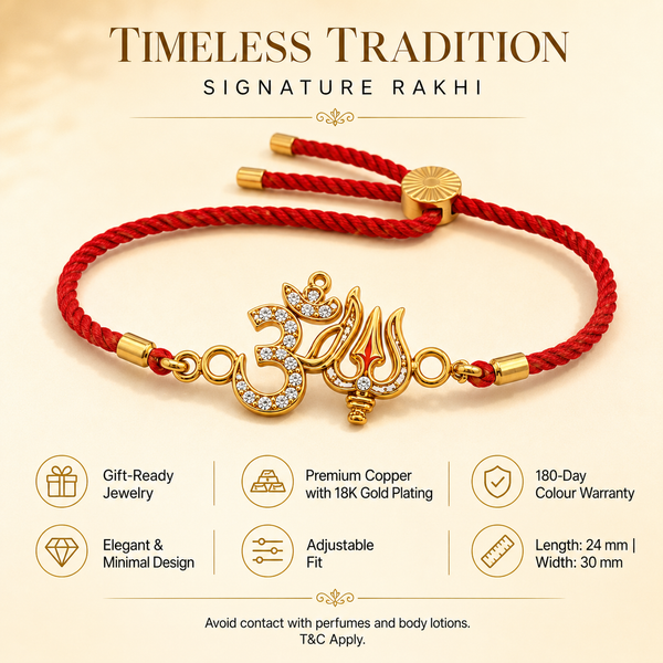 Rakhi Stone-Studded Om Trishul Motif Religious Rakhi
