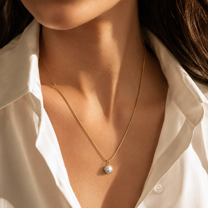 Chain 18K Gold-Plated Fine Chain with Round White Stone Charm - House of Viya