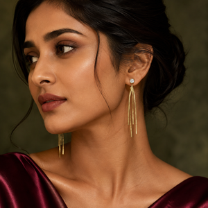 Earrings Gold-Tone Prong Set Crystal Cluster Earrings - House of Viya