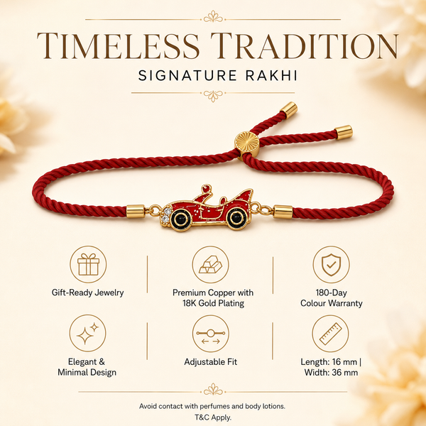 Rakhi Stone-Studded Car Motif Charm Kids Rakhi
