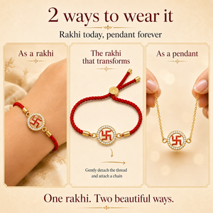 18K Gold Plated Rakhi Stone-Studded Swasthik Motif Religious Traditional Rakhi - House of Viya