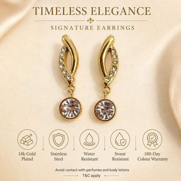 Earrings Gold-Tone Baguette Crystal Linear Drop Earrings - House of Viya