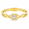Gold Channel Set Baguette Diamond Oval Kada for Women | Rectangular Stone Row Stainless Steel Ladies Bangle | Premium Design Jewellery