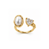 Rings Dual-Tone Polished White Stone Designer Ring