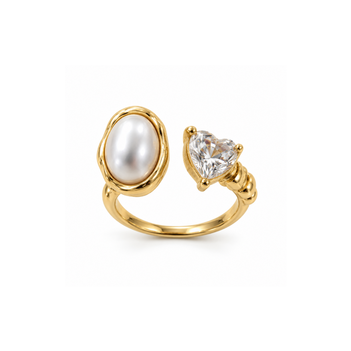 Rings Dual-Tone Polished White Stone Designer Ring