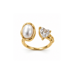 Rings Dual-Tone Polished White Stone Designer Ring
