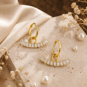 Earrings Gold-Tone Starburst Crown Crystal Drop Earrings - House of Viya