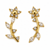 Earrings Gold-Tone Floral Leaf Ear-Climber Earrings