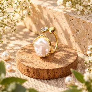 Rings Dual-Tone Polished White Stone Stackable Ring