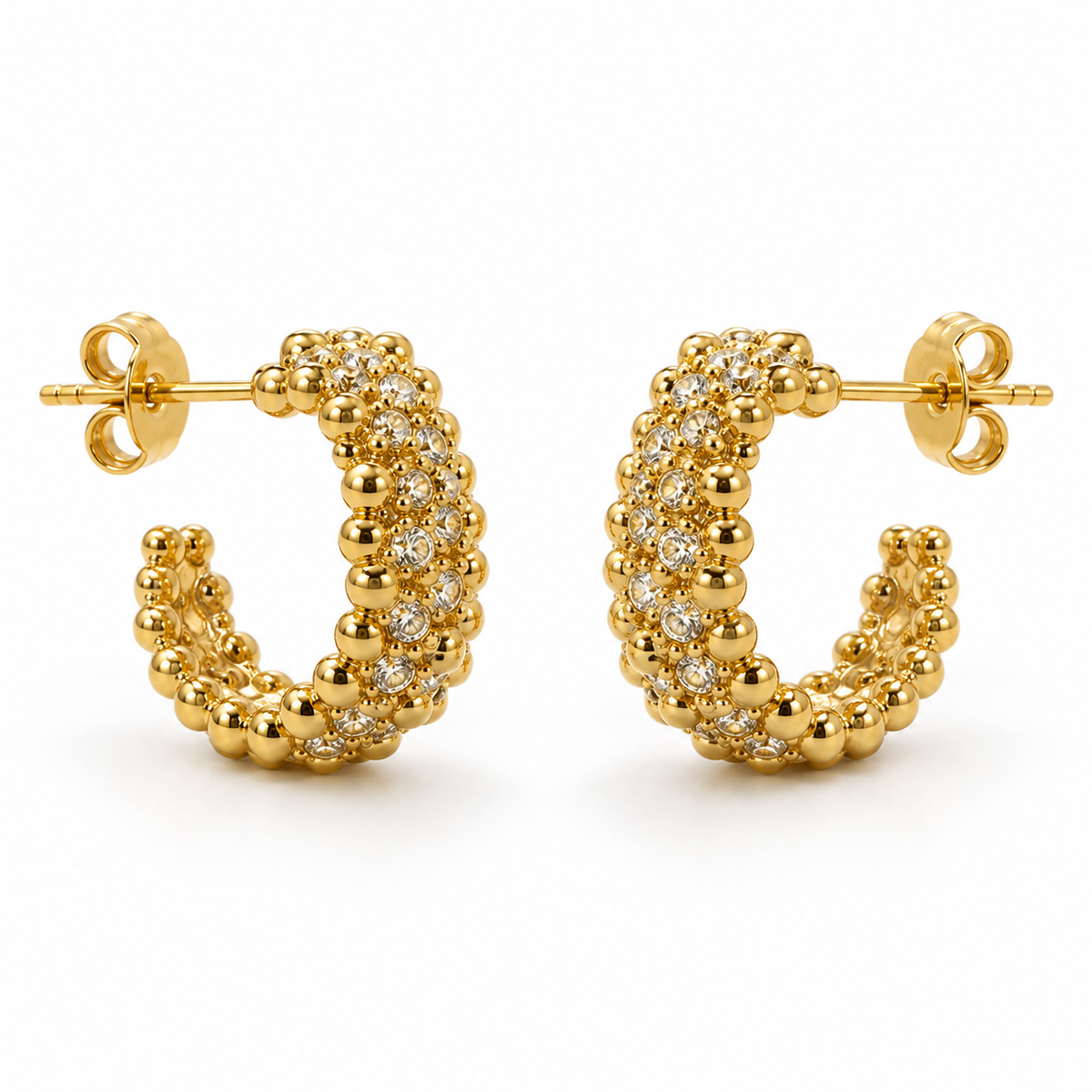 Earrings Gold-Tone Curved Arch Stone Drop Earrings