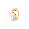 Rings Dual-Tone Polished White Stone Stackable Ring
