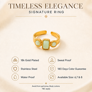Anti tranish Gold plated Single Solatire Heart stone Rings for adults - 1PC