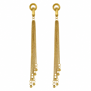 Earrings Gold-Tone Trilliant Cut Stone Drop Earrings - House of Viya
