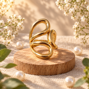Anti tranish Gold plated Monarch Trinity statement Ring for adults - 1PC