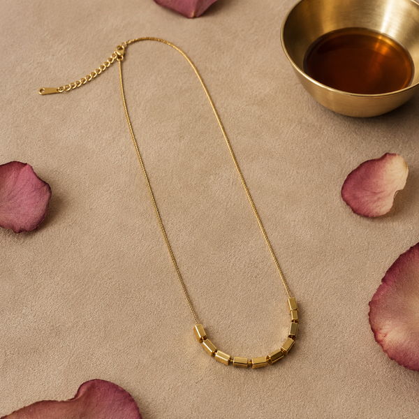 Chain 18K Gold-Plated Paperclip Link Chain with Rectangular Accent Details - House of Viya