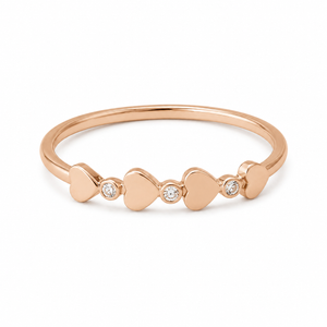Anti tranish Gold plated 4 consecutive heart Rings for adults - 1PC