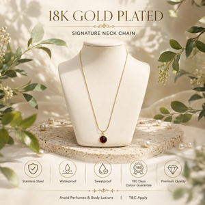 Chain 18K Gold-Plated Fine Chain with Round Red Pendant - House of Viya