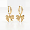 18K Gold Plated Bow Charm Hoop Earrings