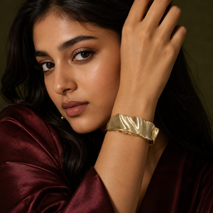 Kadas Gold-Tone Elegant Broad Kada