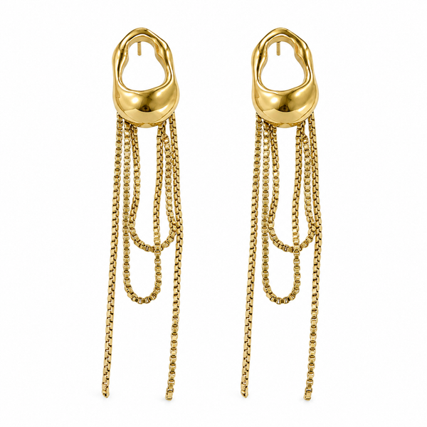 Earrings Gold-Tone Three-Stone Linear Drop Earrings - House of Viya