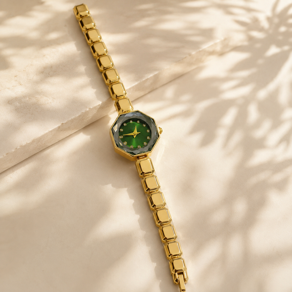 Watches Gold-Tone Rectangular Green Dial Elegant Bracelet Watch for Women - House of Viya