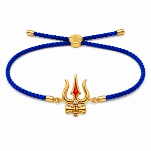 18K Gold Plated Rakhi Stone-Studded Trishul Motif Religious Traditional Rakhi - House of Viya