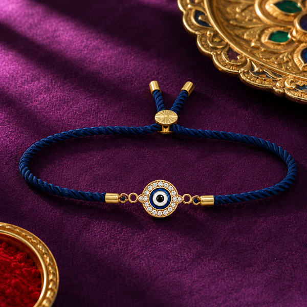 Rakhi Stone-Studded Nazar Evil Eye Motif Design Rakhi
